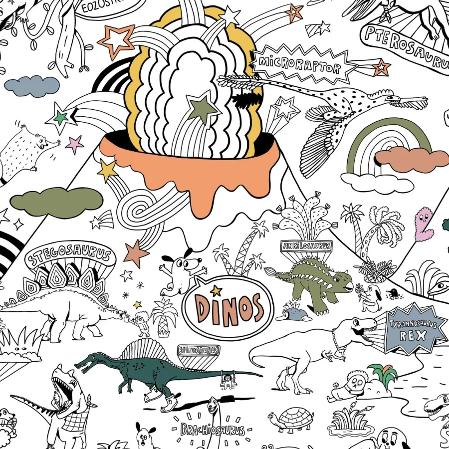 Poster géant à colorier - Dinosaures - Pirouette Cacahouète