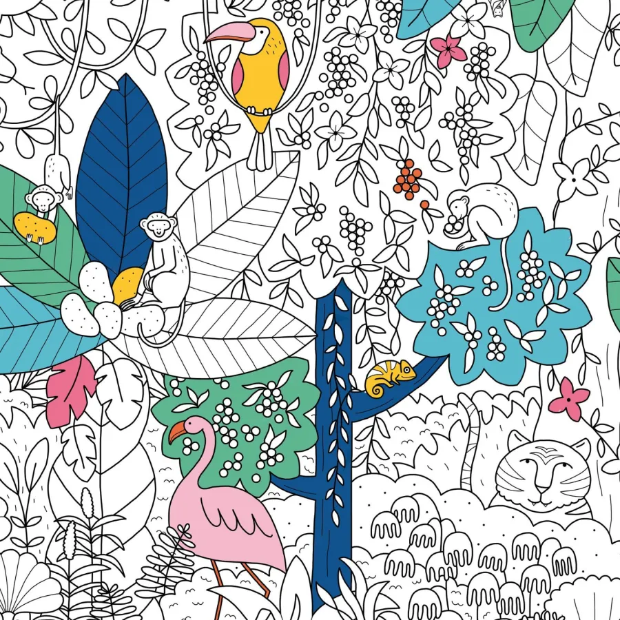 Poster géant à colorier - La jungle - Pirouette Cacahouète