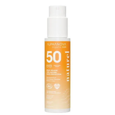 Spray solaire minéral certifié bio SPF 50 100% naturel - Alphanova Organic Sun