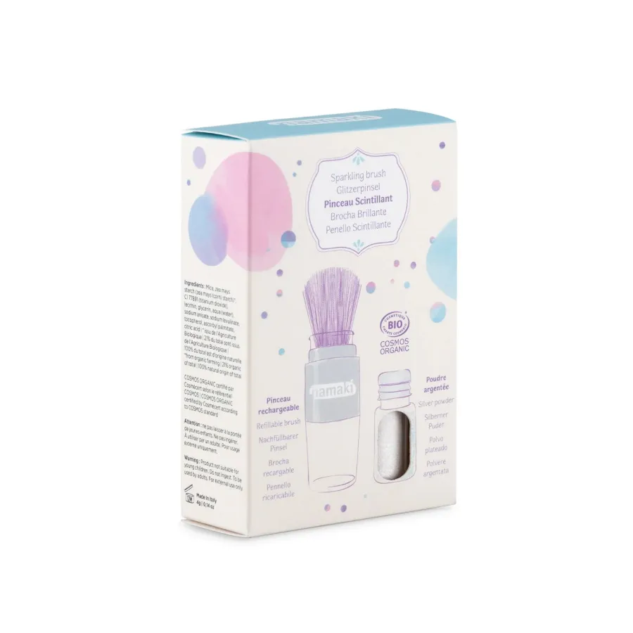 Poudre scintillante argentée – Pinceau Magique – Namaki