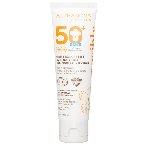 Crème solaire bébé spf 50 certifiée bio - Alphanova Organic Sun