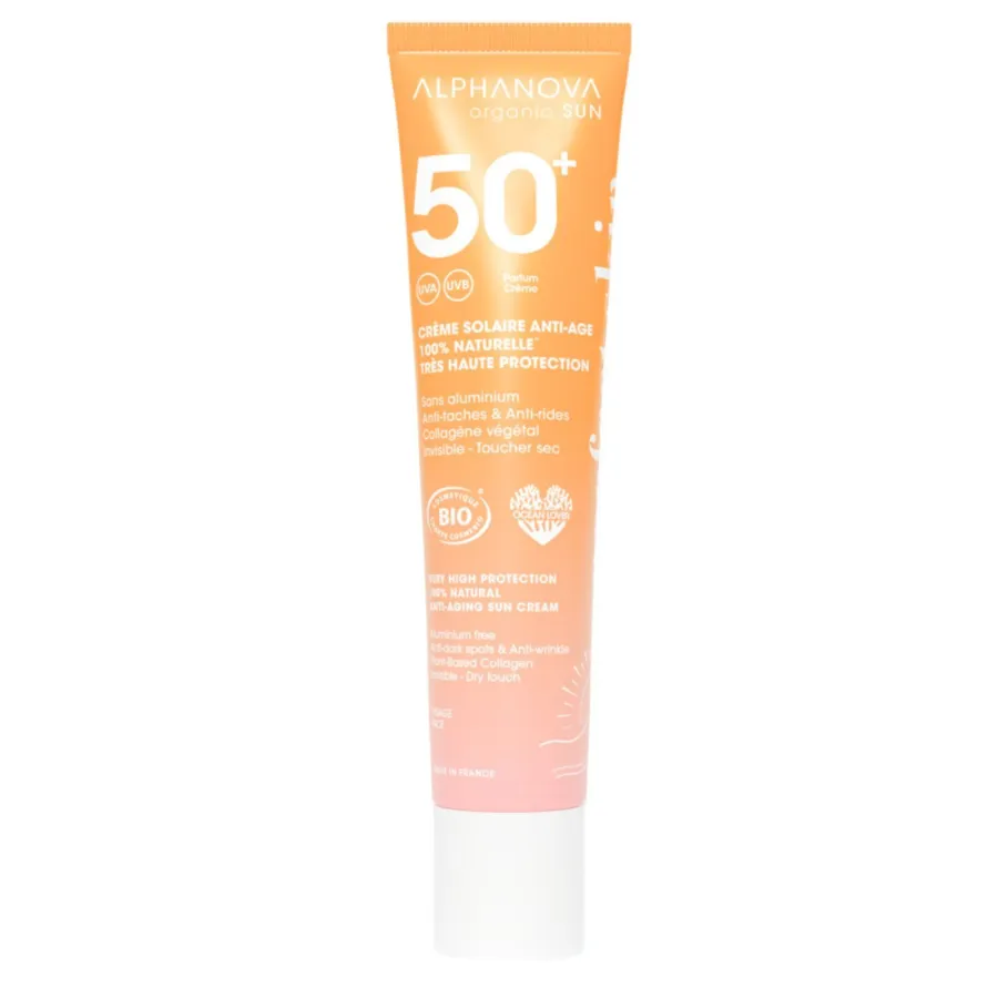 Crème solaire anti-âge SPF 50+ 100% naturelle – Invisible et toucher sec - Alphanova