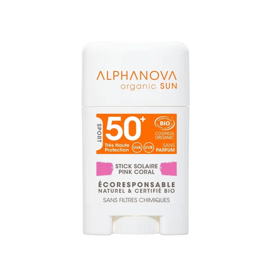 Stick solaire rose très haute protection visage SPF50+ - Alphanova