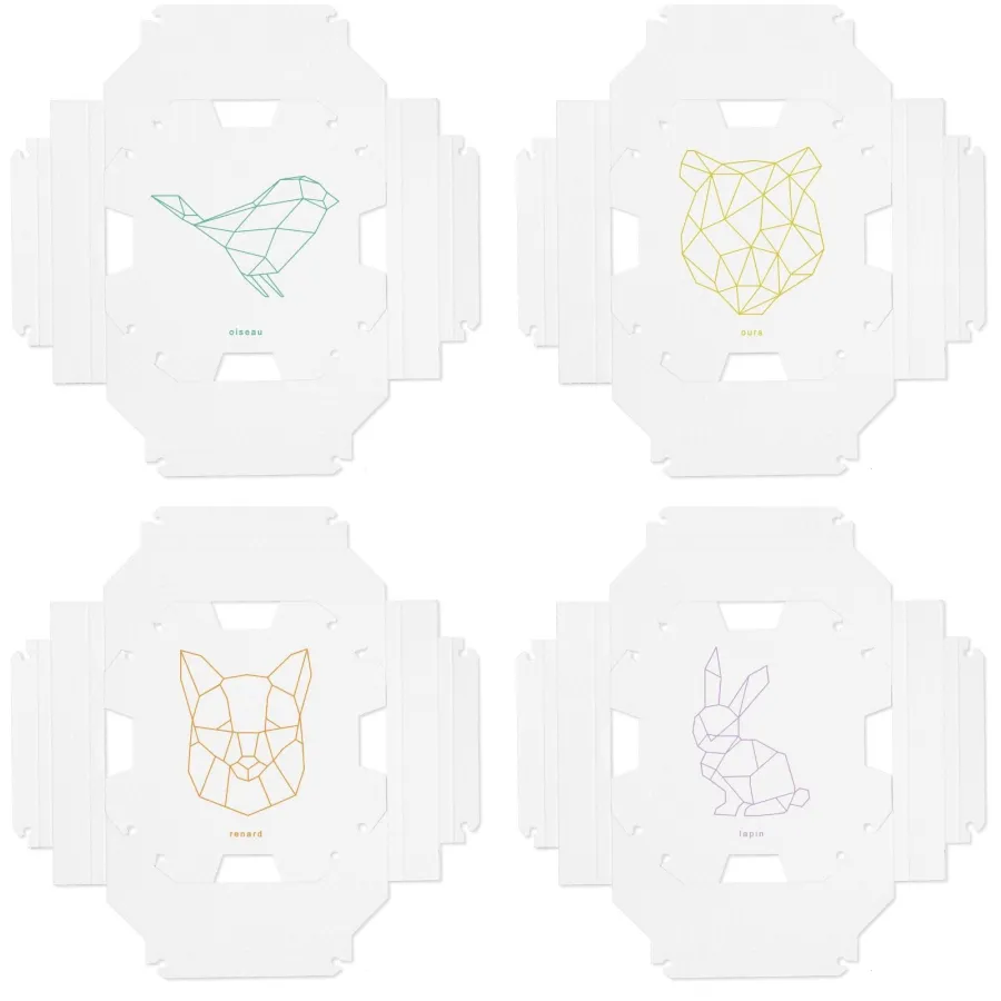 Kit créatif - 4 Cadres animaux origami - Pirouette Cacahouète