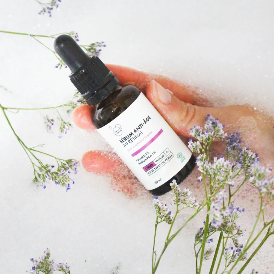 Sérum anti-âge au rétinal 0.1 % + Sodium PCA - Clémence et Vivien