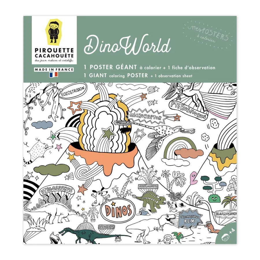 Poster géant à colorier - Dinosaures - Pirouette Cacahouète