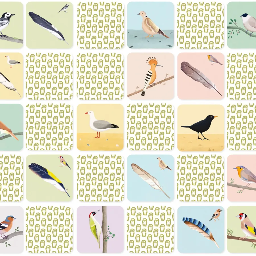 Jeu - Mémory pour enfants - L'Oiseau et sa Plume - Pirouette Cacahouète