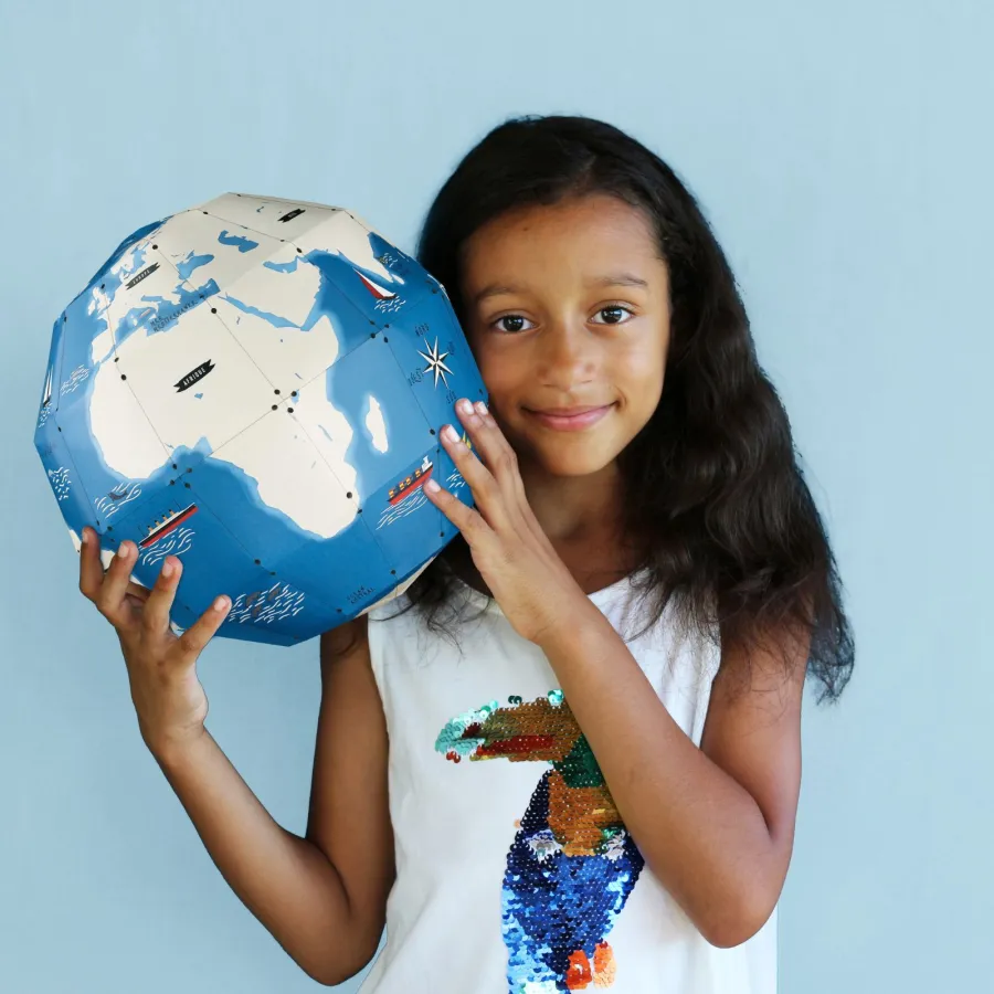 Kit créatif - Globe terrestre en papier - Pirouette Cacahouète