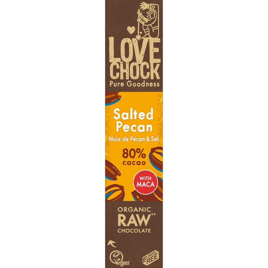 Barre de chocolat cru Noix de pécan & sel - Lovechock