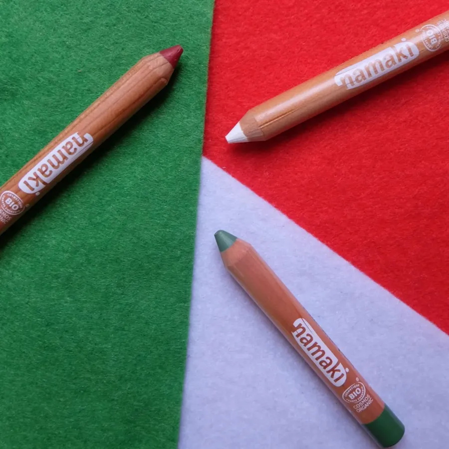 Kit de 3 crayons de maquillage pour supporters - Vert, Blanc, Rouge - Namaki
