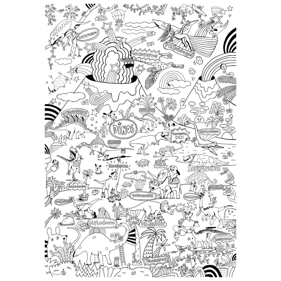 Poster géant à colorier - Dinosaures - Pirouette Cacahouète