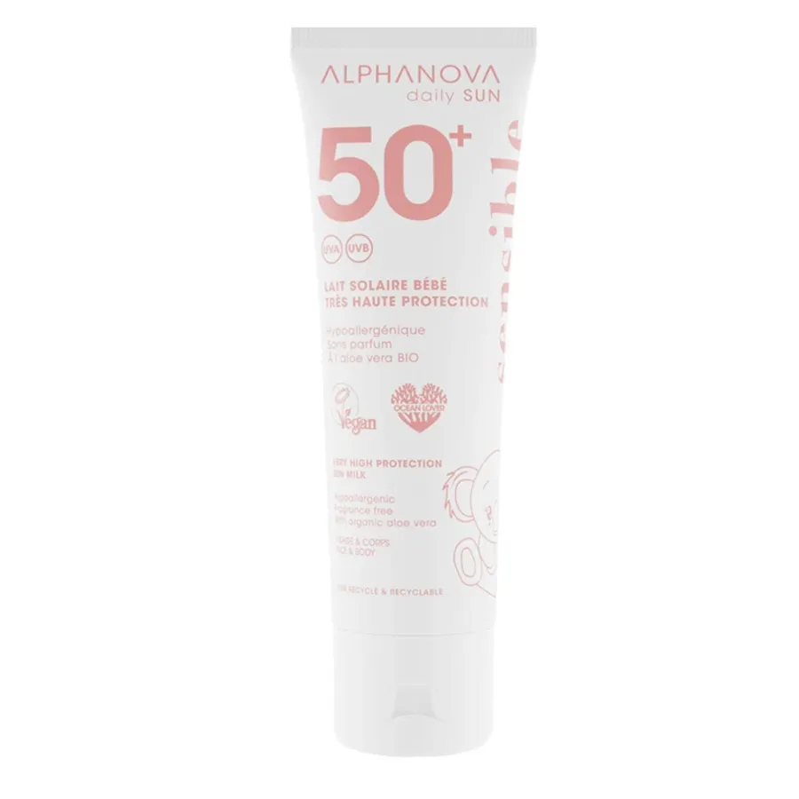 Lait solaire bébé très haute protection SPF50+ - Alphanova Daily Sun