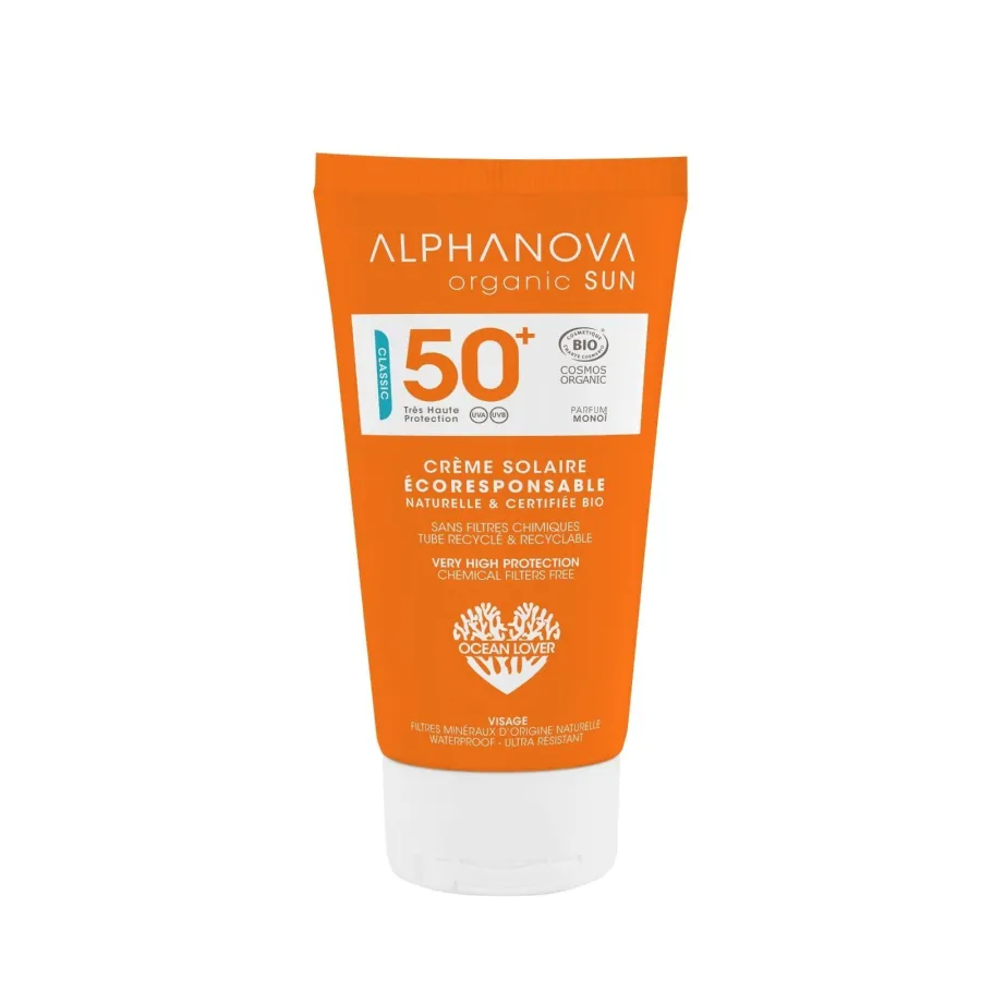 Crème solaire Classic visage SPF50+ - Alphanova Organic Sun