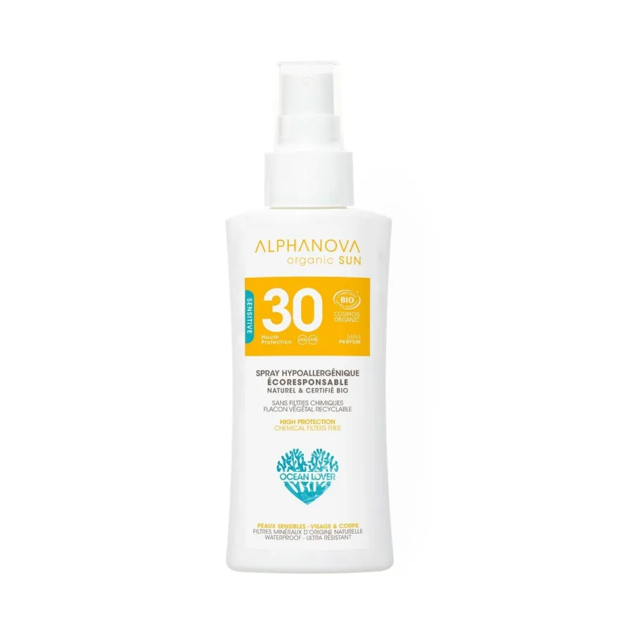 Spray solaire Sensitive SPF30 format voyage - Alphanova Organic Sun