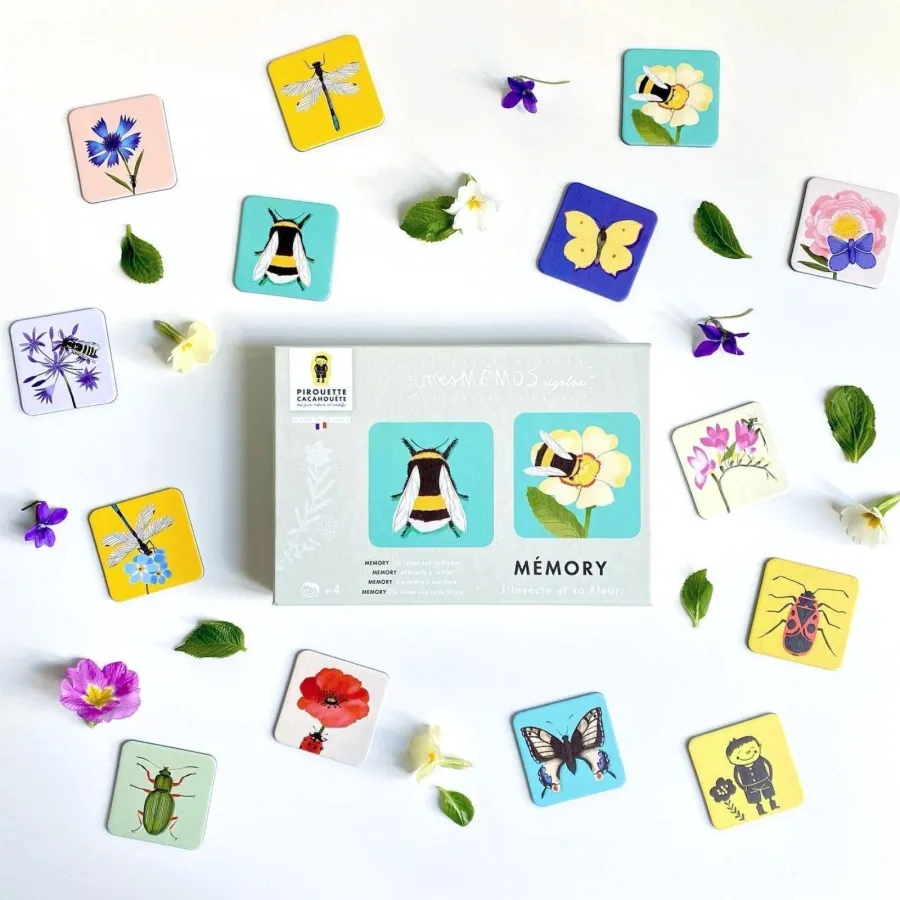 Mémory pour enfants - L'Insecte et sa Fleur - Pirouette Cacahouète
