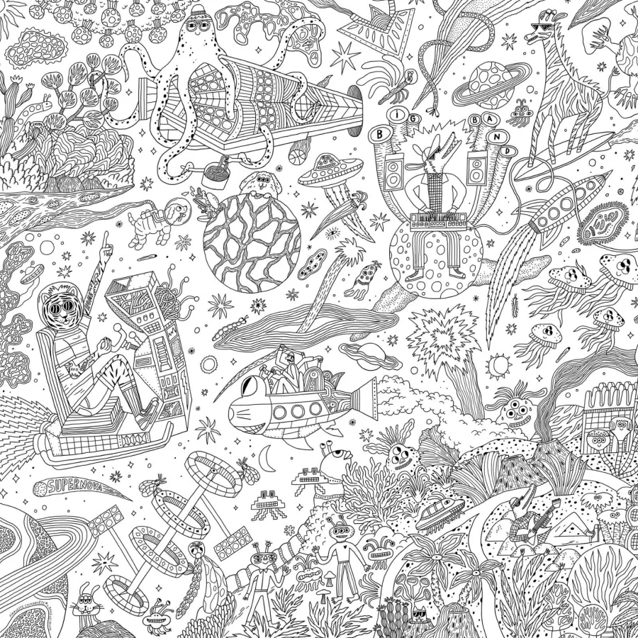 Poster géant à colorier - L'Espace - Pirouette Cacahouète