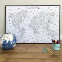 Poster géant à colorier Mappemonde - Pirouette Cacahouète