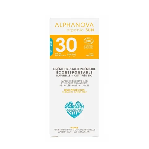 Crème solaire Sensitive visage SPF30 - Alphanova Organic Sun