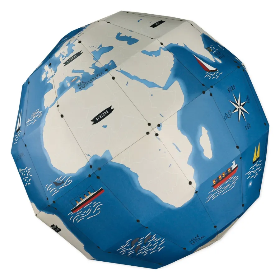 Kit créatif - Globe terrestre en papier - Pirouette Cacahouète