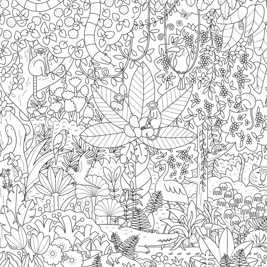 Poster géant à colorier - La jungle - Pirouette Cacahouète