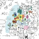Poster géant à colorier Mappemonde - Pirouette Cacahouète