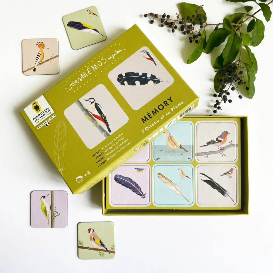 Jeu - Mémory pour enfants - L'Oiseau et sa Plume - Pirouette Cacahouète