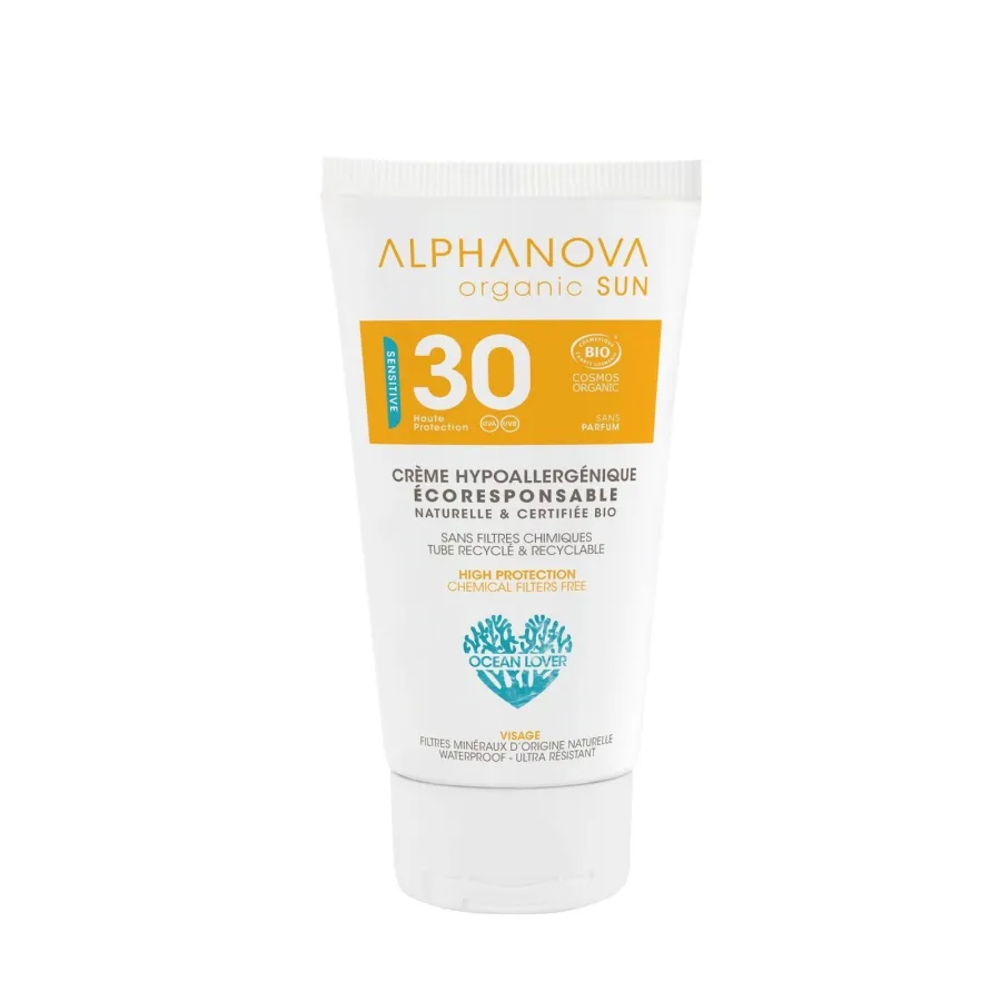 Crème solaire Sensitive visage SPF30 - Alphanova Organic Sun