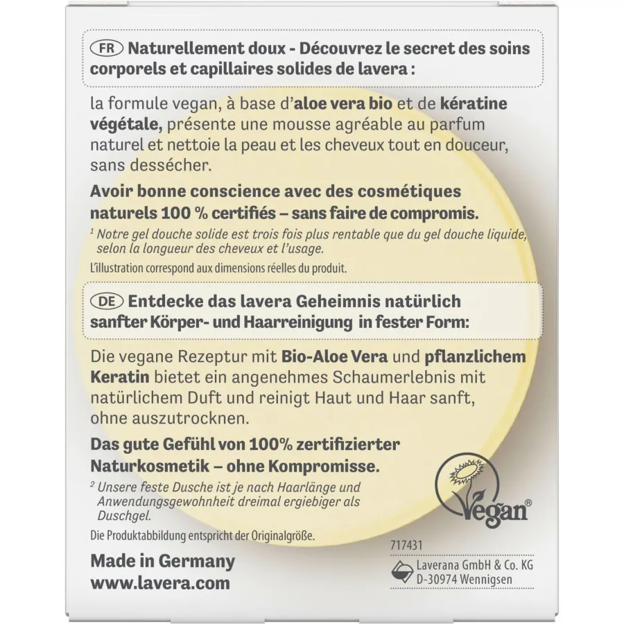 Gel douche solide 2 en 1 Basis Sensitiv - Lavera